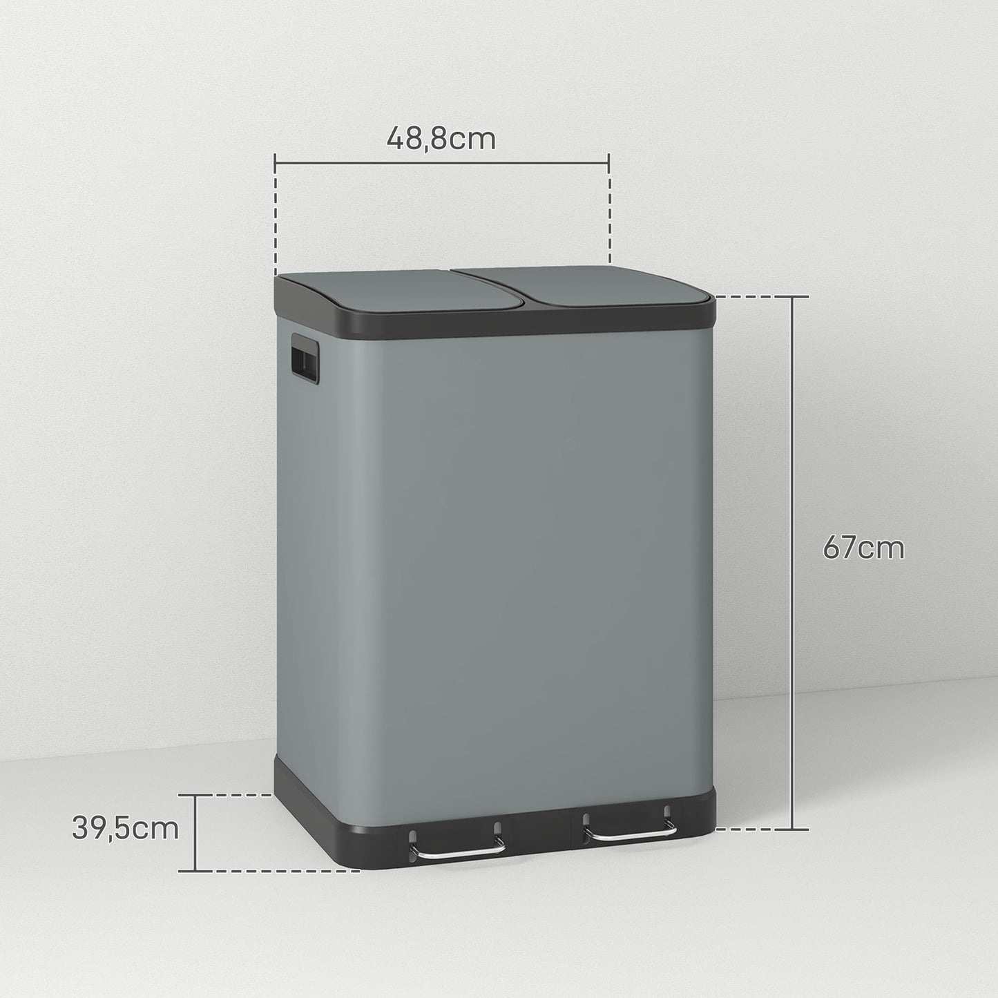 Double 30L pedal container - metal, inner container, lid