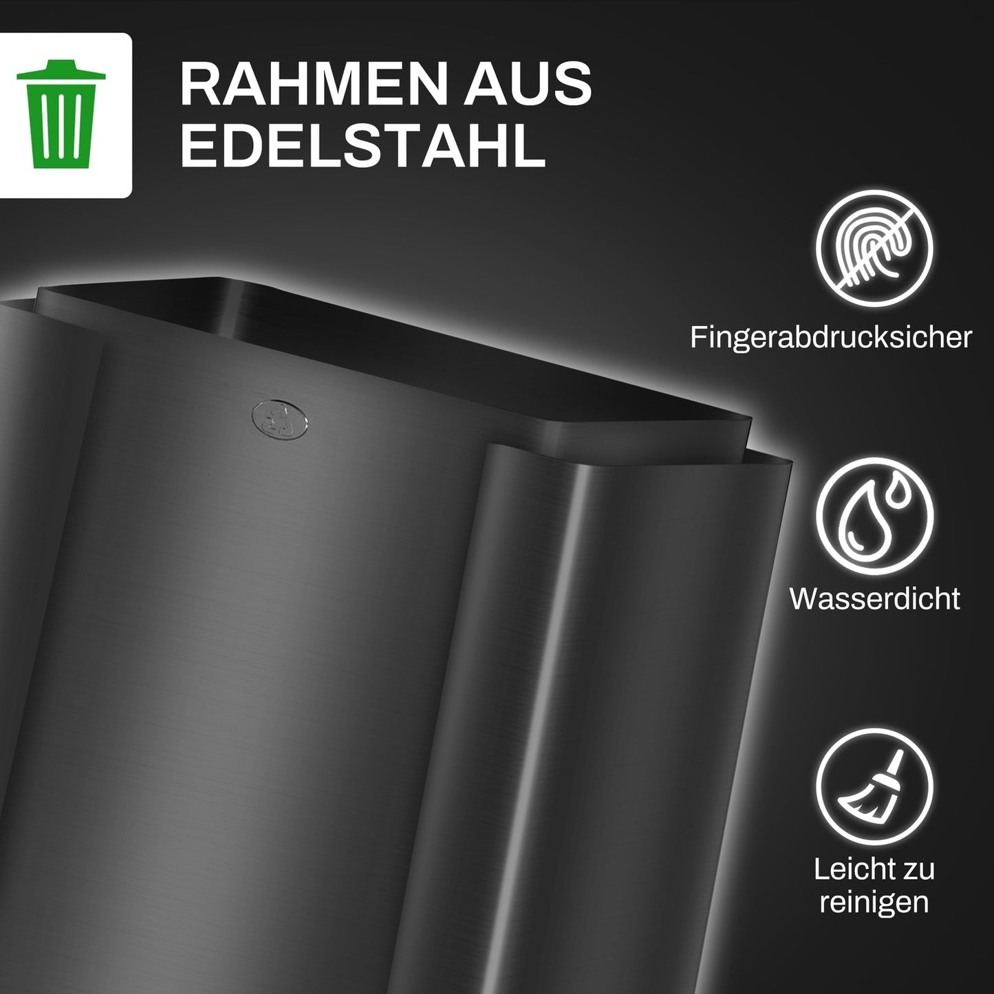 Stainless steel triple pedal container, 3x15L, with inner container