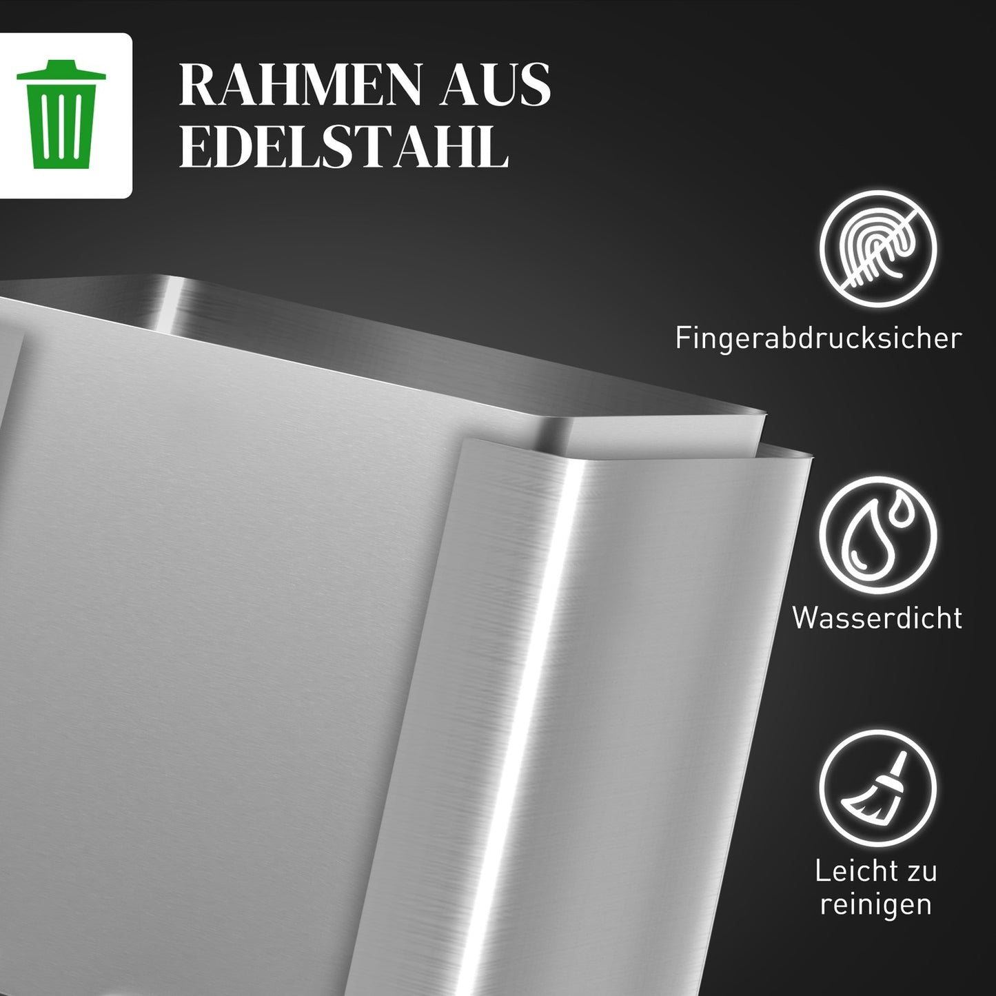 Stainless steel waste bin 40L - Double soft-closing compartments