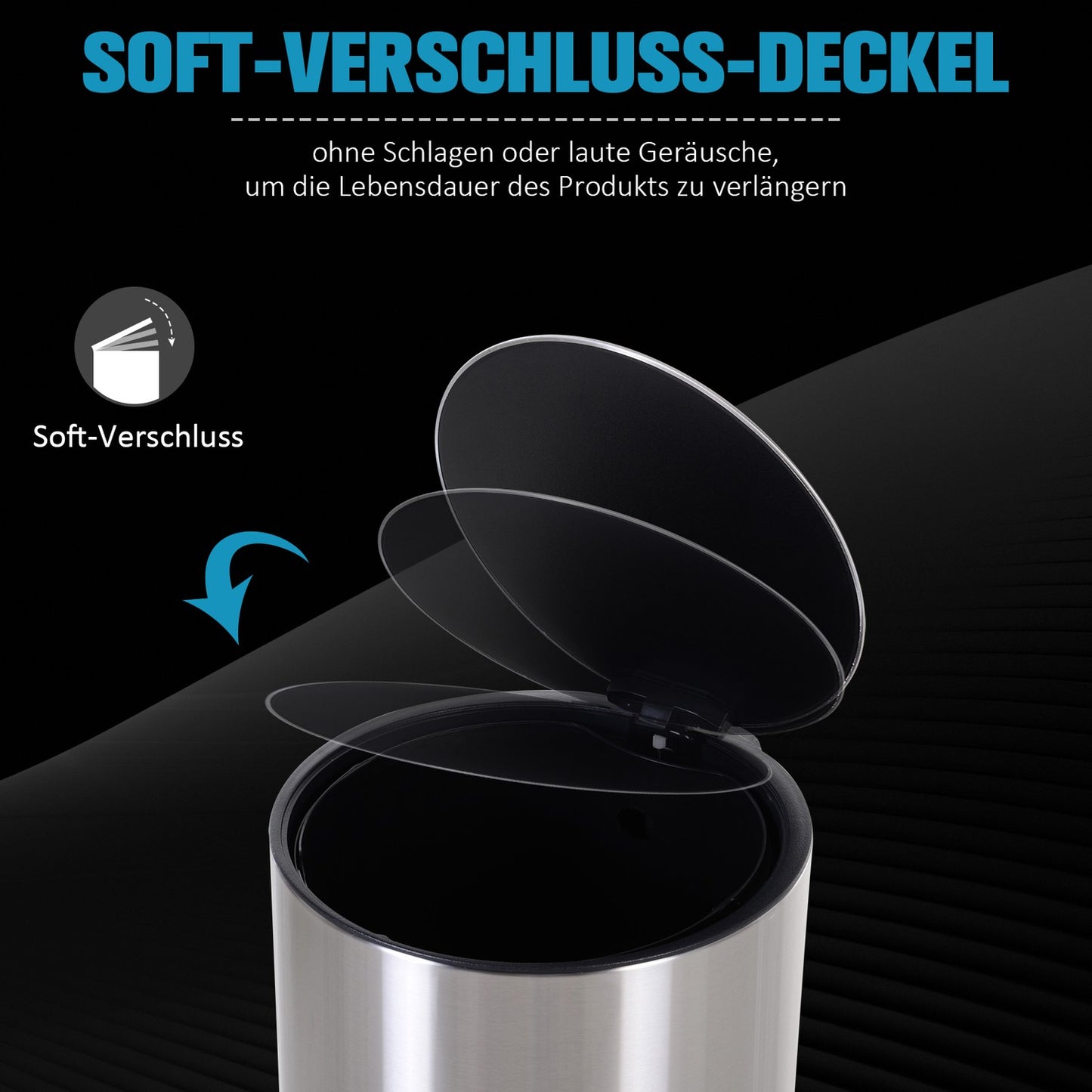 12L Pedal container in stainless steel, Soft Close, Inner container