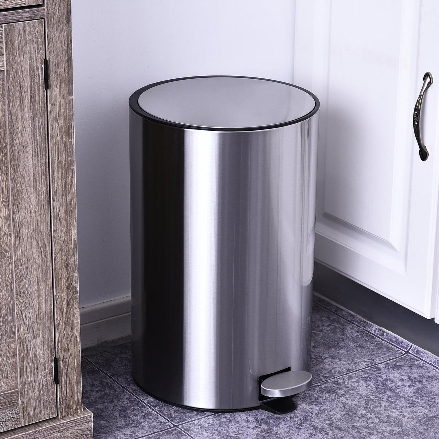 12L Pedal container in stainless steel, Soft Close, Inner container