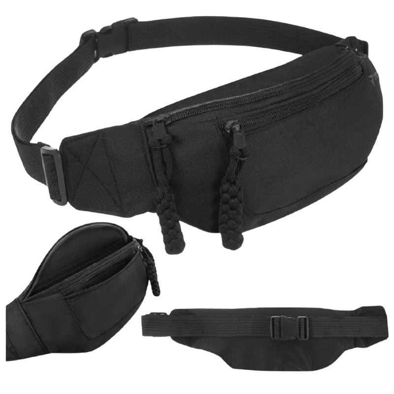 Running Waist Bag, Black, 2L Capacity, Adjustable Strap