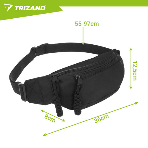 Running Waist Bag, Black, 2L Capacity, Adjustable Strap