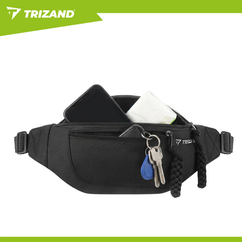 Running Waist Bag, Black, 2L Capacity, Adjustable Strap