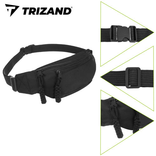 Running Waist Bag, Black, 2L Capacity, Adjustable Strap
