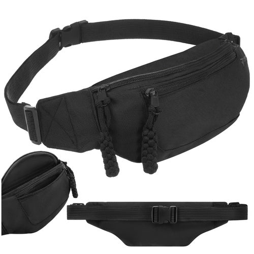 Running Waist Bag, Black, 2L Capacity, Adjustable Strap