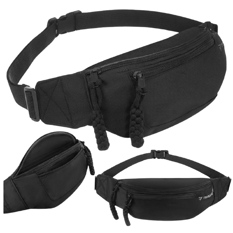 Running Waist Bag, Black, 2L Capacity, Adjustable Strap