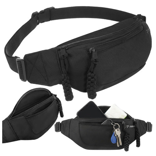 Running Waist Bag, Black, 2L Capacity, Adjustable Strap