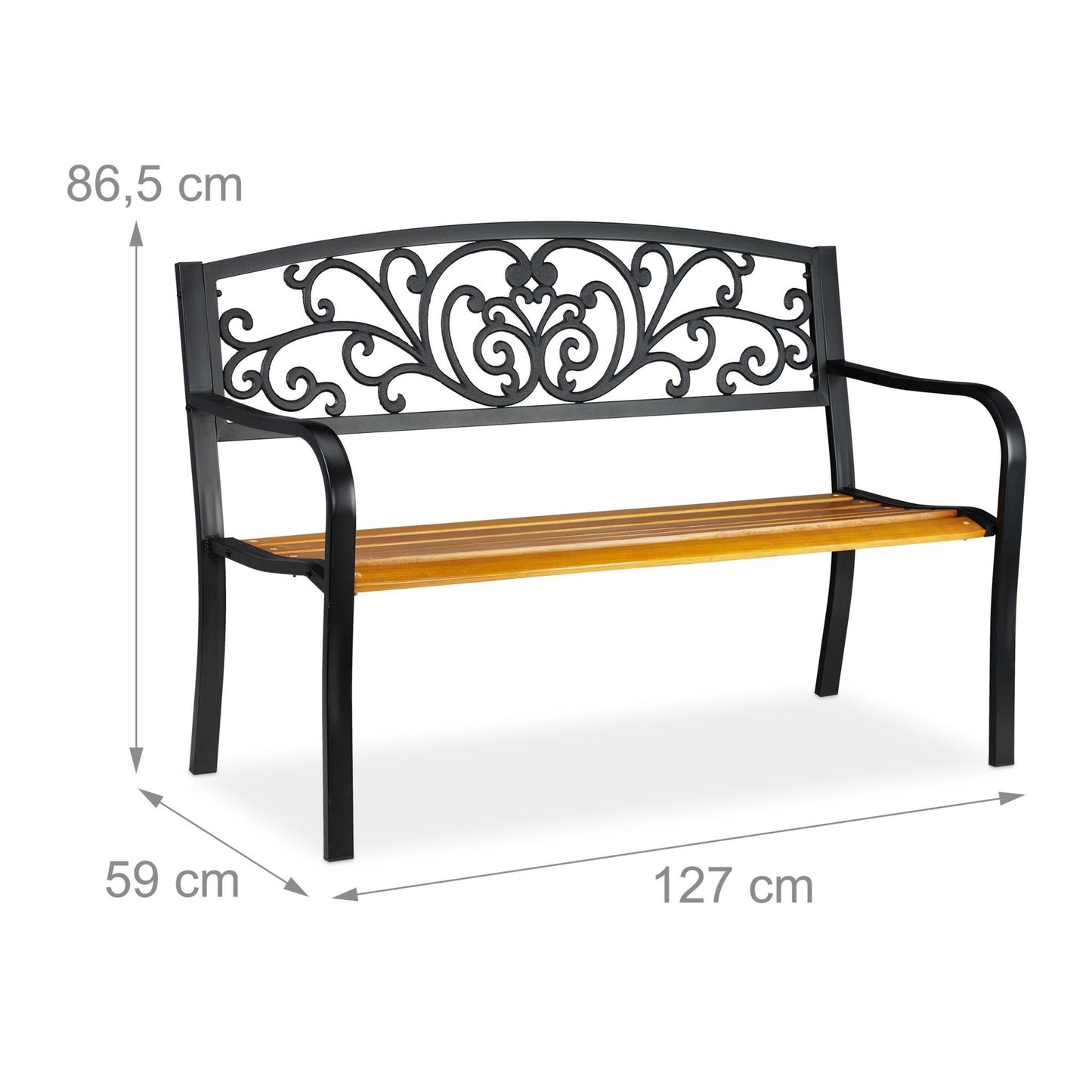 Rustic garden bench in metal and wood