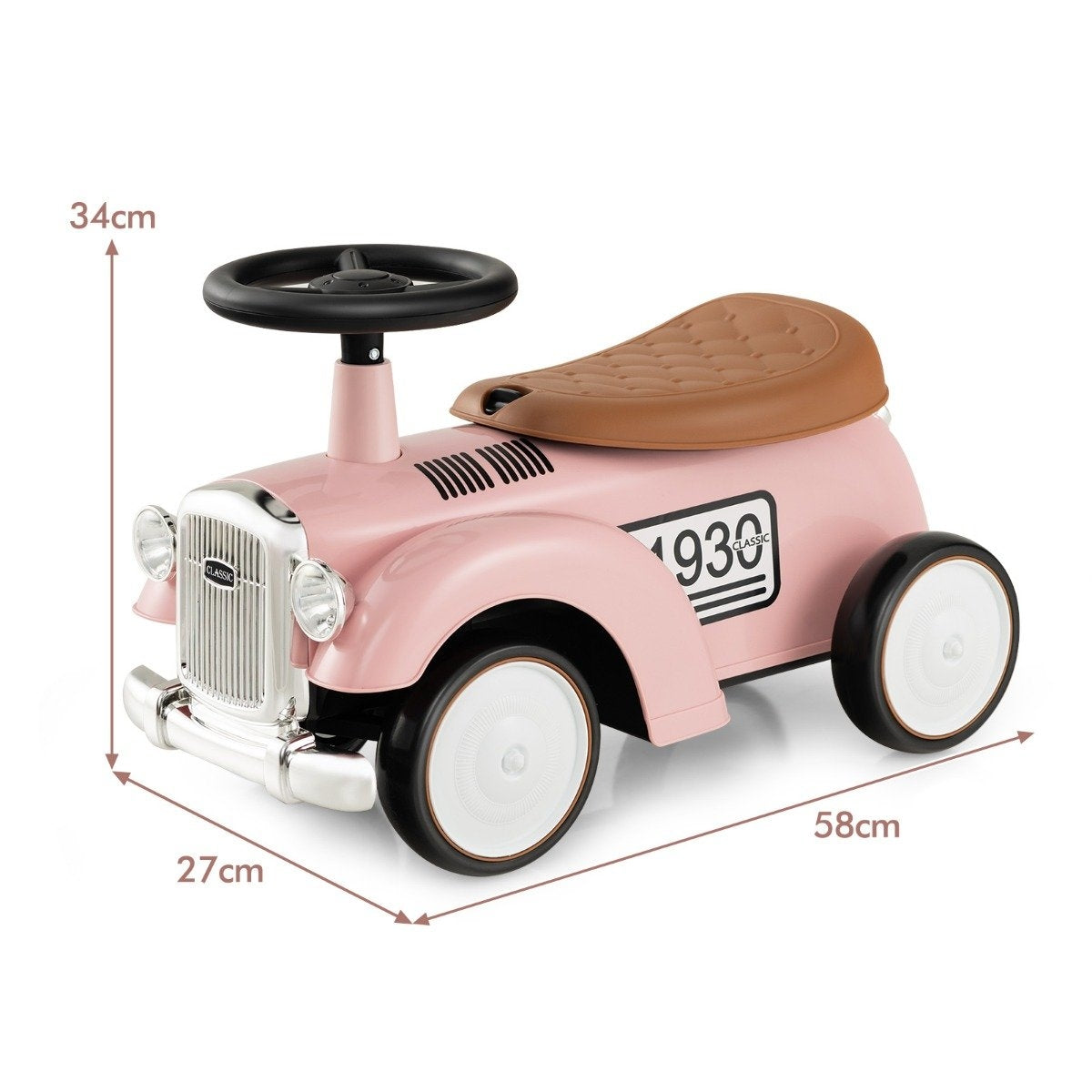 Rutcshauto ride-on vehicle with storage space & tip protection children's vehicle with steering wheel 58 x 27 x 34 cm pink