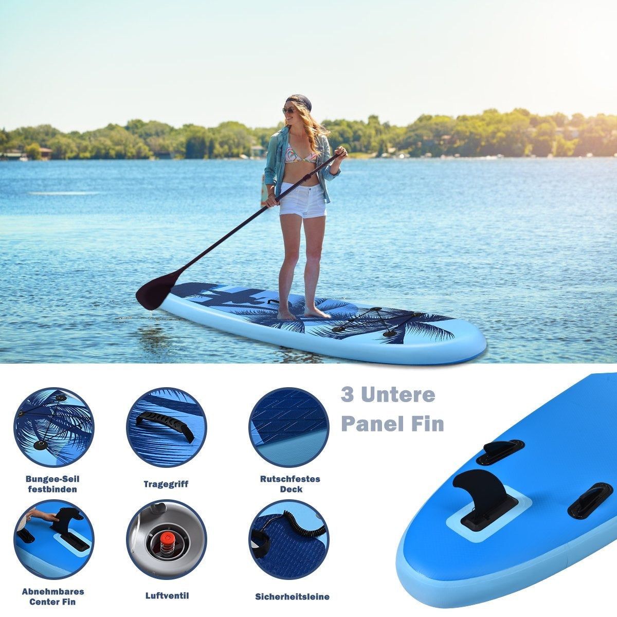 SUP Board Inflatable Stand up Board Paddle Board Blue-M