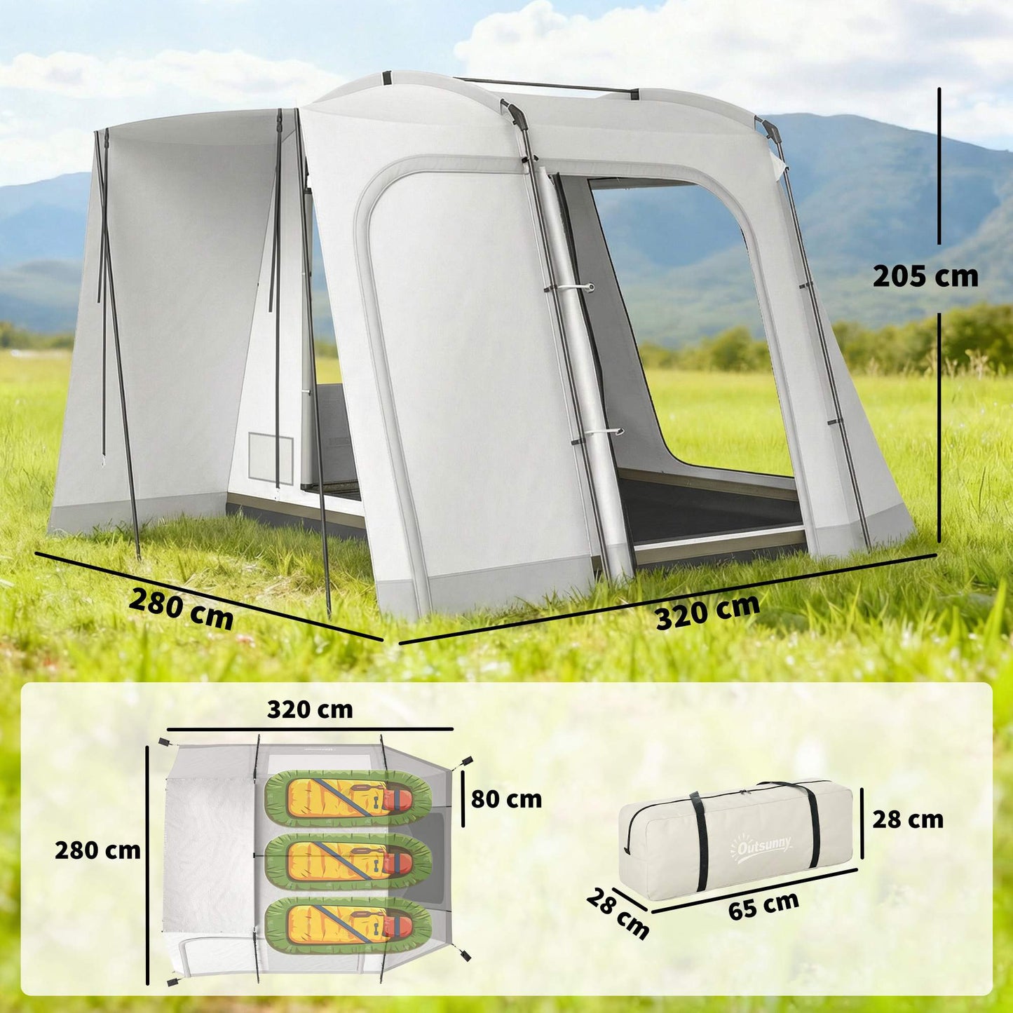 SUV Camping Tent, 4-Person, 4 Doors, Waterproof 3000mm