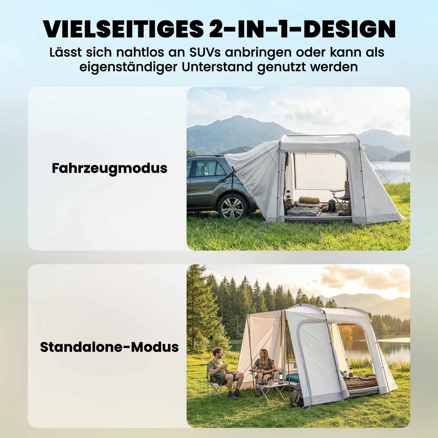 SUV Camping Tent, 4-Person, 4 Doors, Waterproof 3000mm