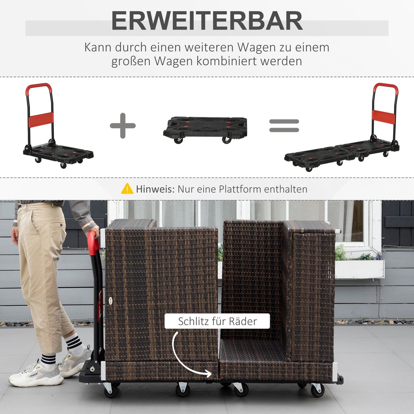 Folding sack trolley and platform trolley, 150 kg capacity