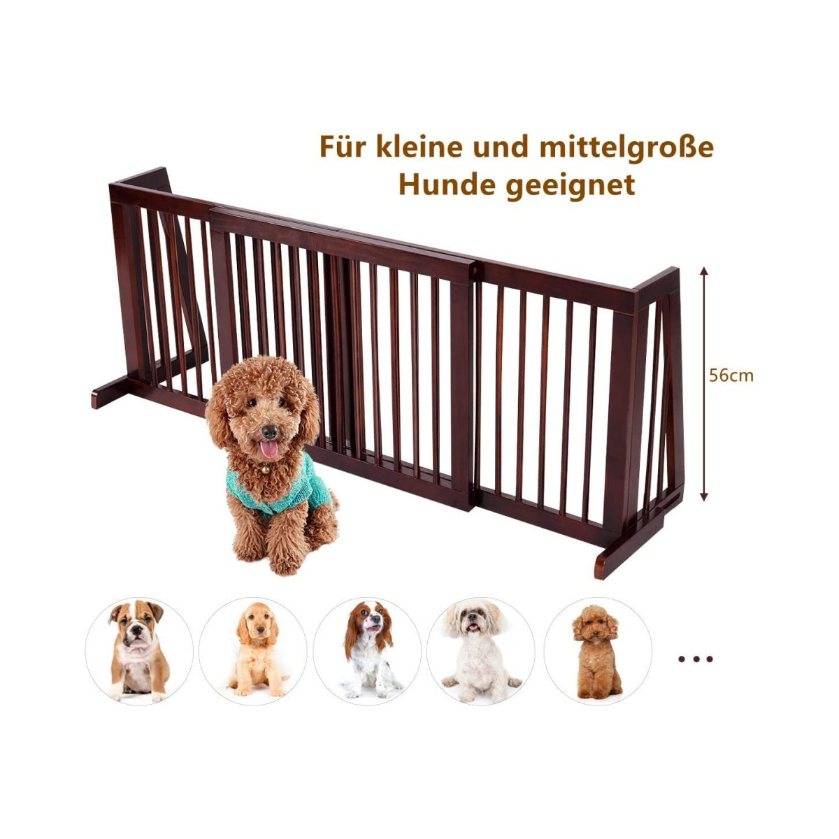 Safety Gate Freestanding 3 Panel Pet Fence 203 x 56 x 10 cm