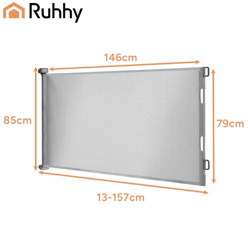 Safety Gate for Stairs and Doors, Gray, 157cm