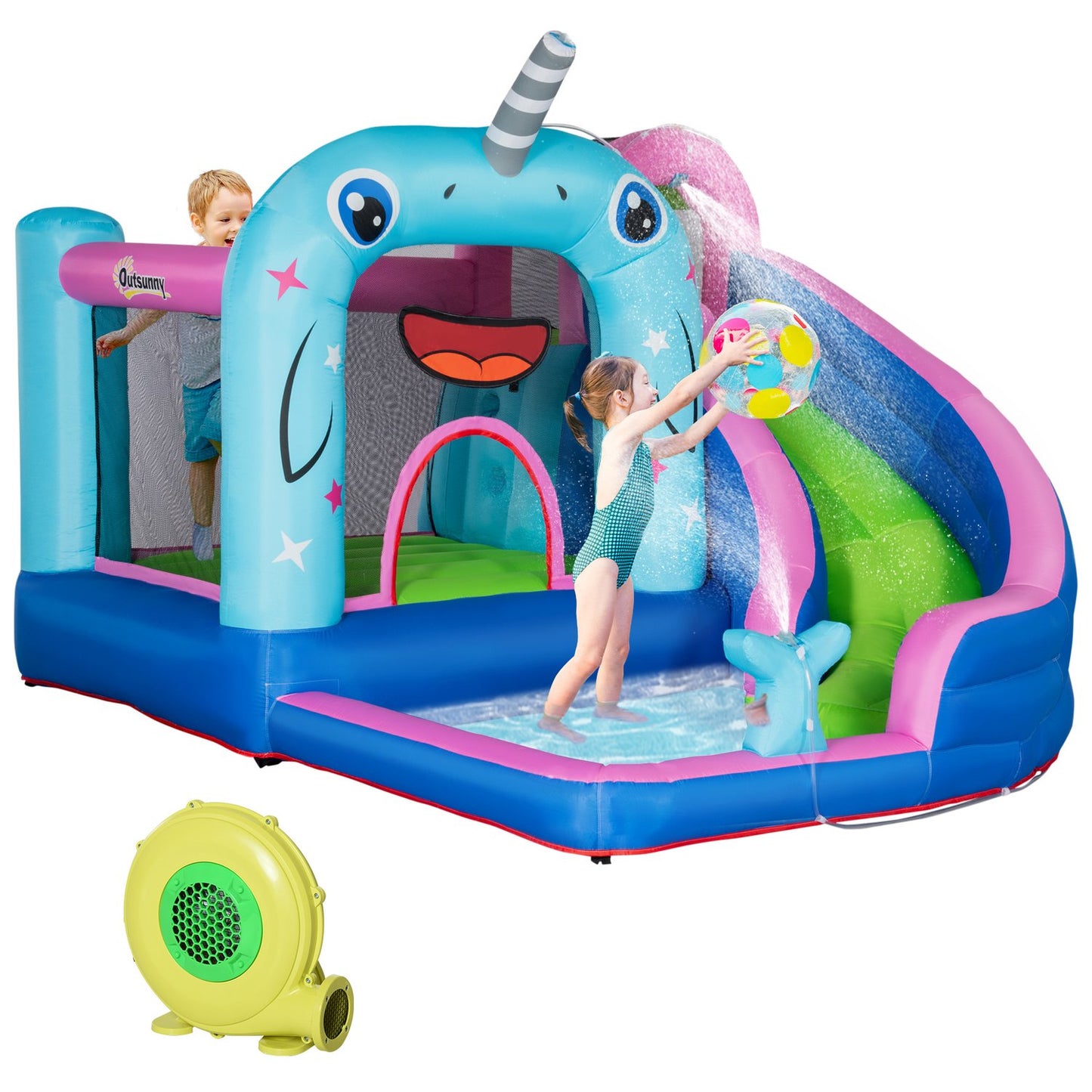 Children's water park Play Castle with slide, ages 3-8