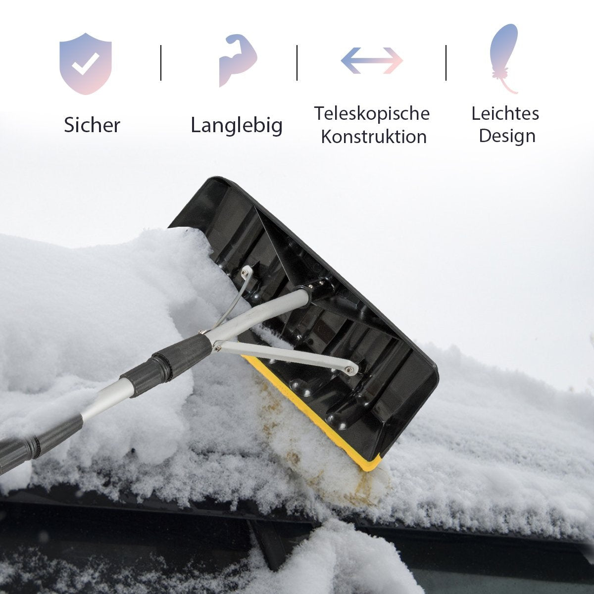 Safstar Aluminum Snow Roof Rake 6.4m Long Roof Rake with 39cm Oversized Blade