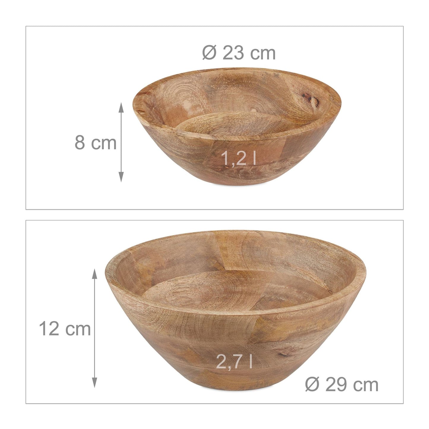 Salad bowl set of 2 mango wood