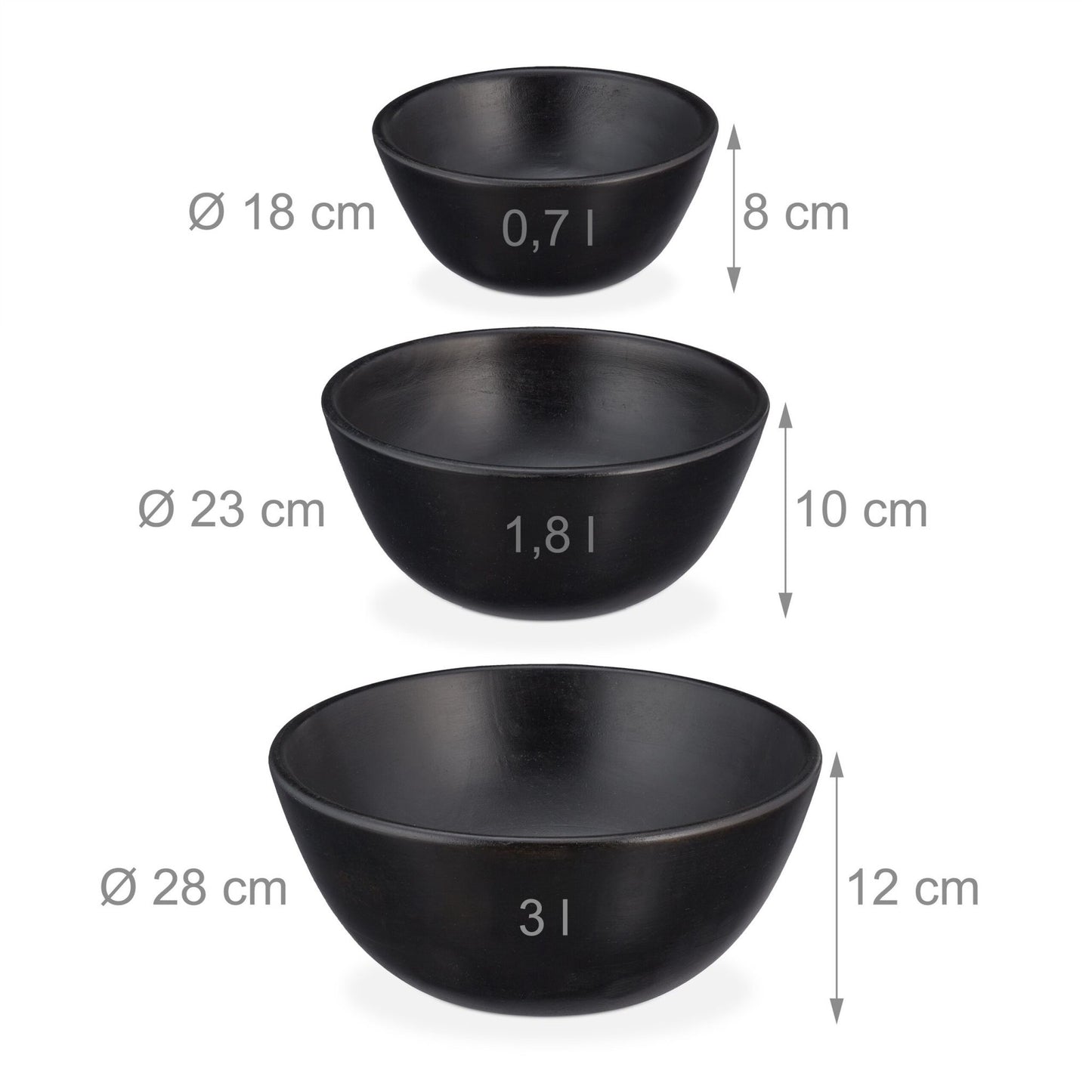Salad bowl set of 3 black