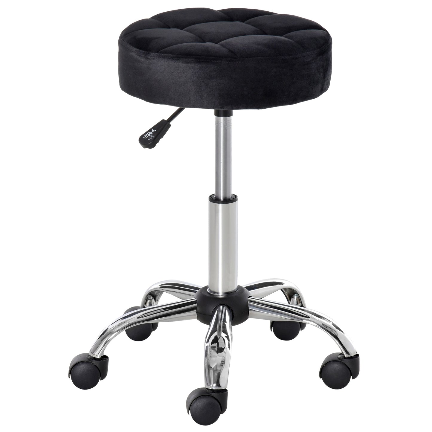 Black Velvet Salon Chair - Adjustable swivel with wheels