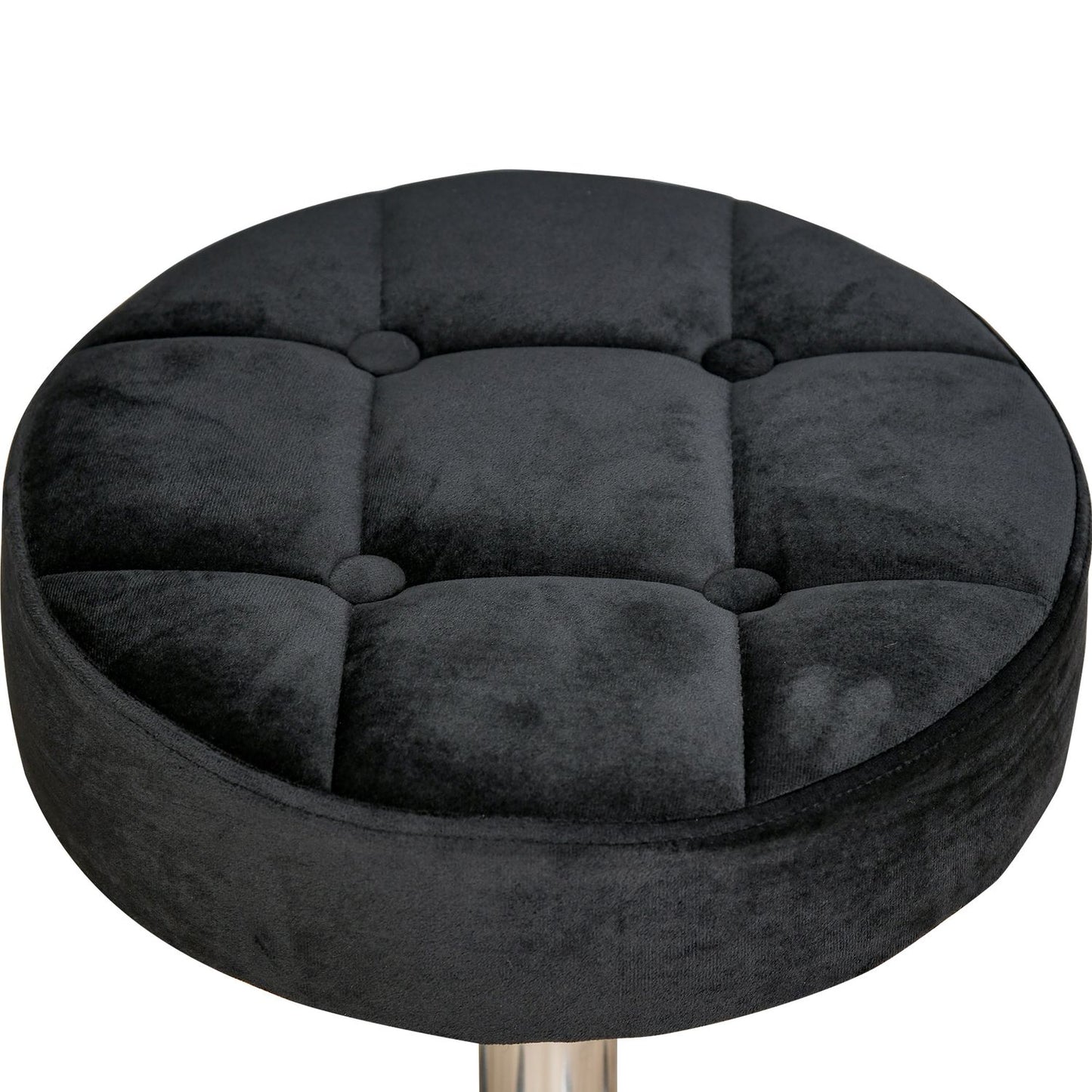 Black Velvet Salon Chair - Adjustable swivel with wheels