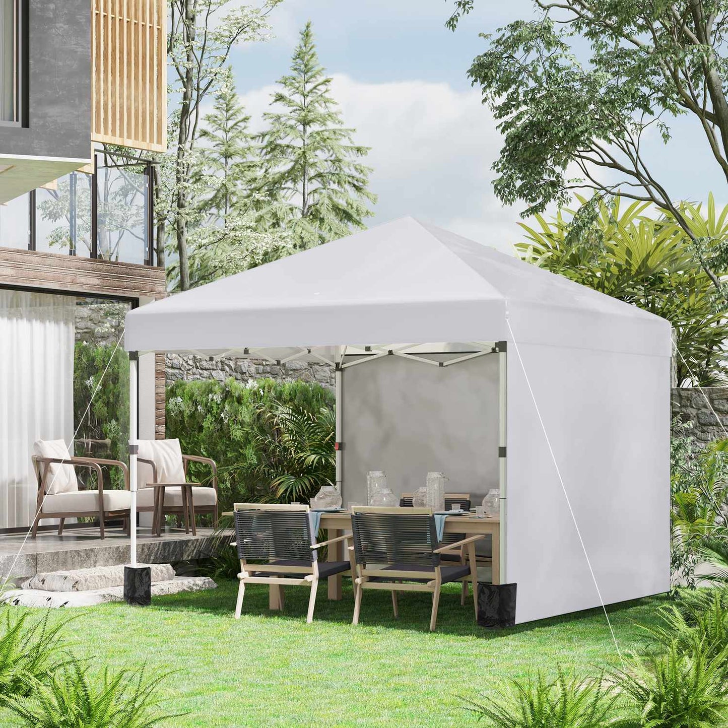 White Steel Garden Pavilion - Durable outdoor protection