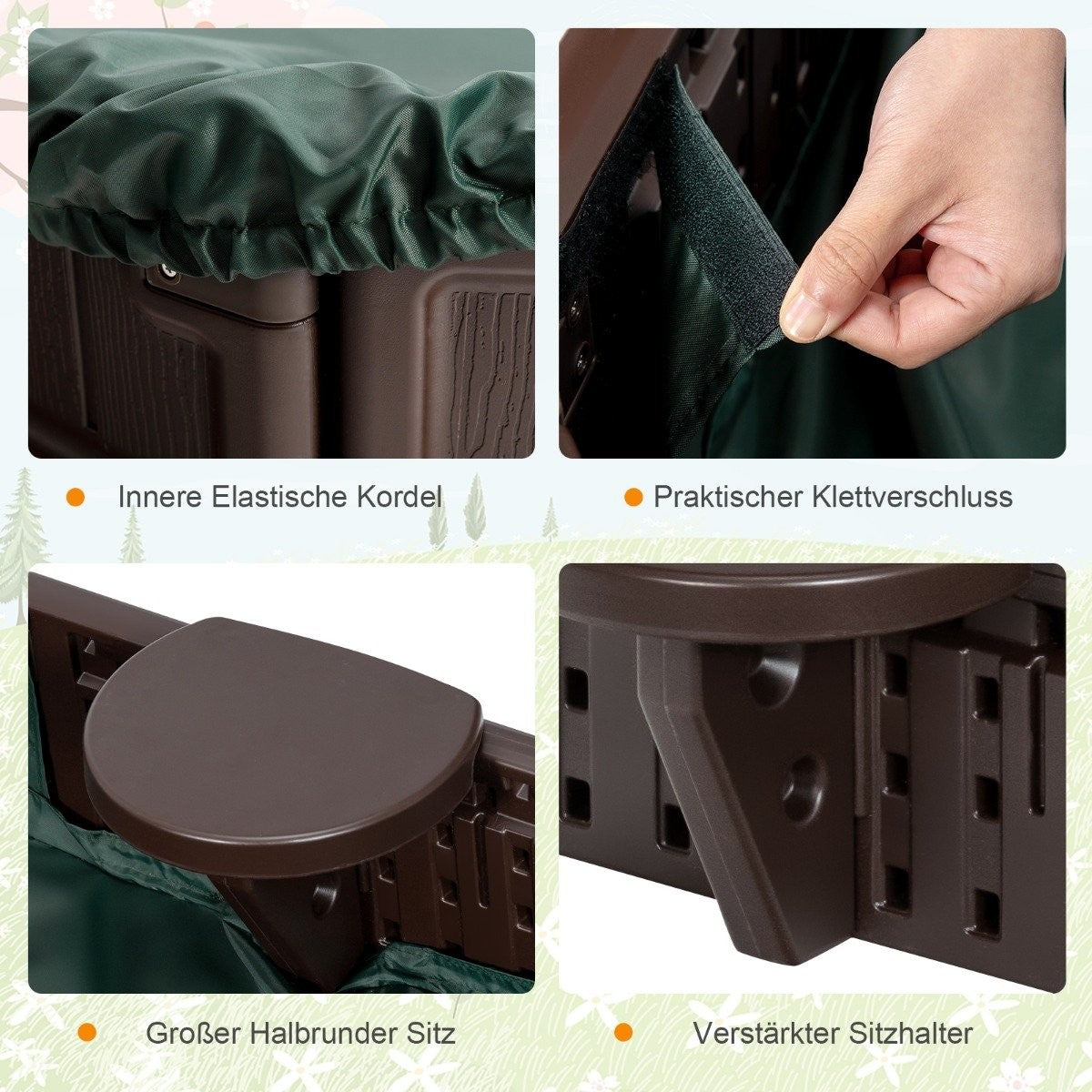 Sandbox sandpit with waterproof cover 183 x 105 x 21 cm brown