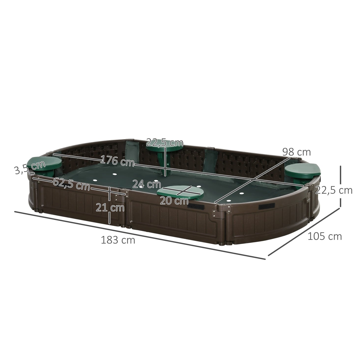 Playground Sandbox 183x105x22.5cm with seats