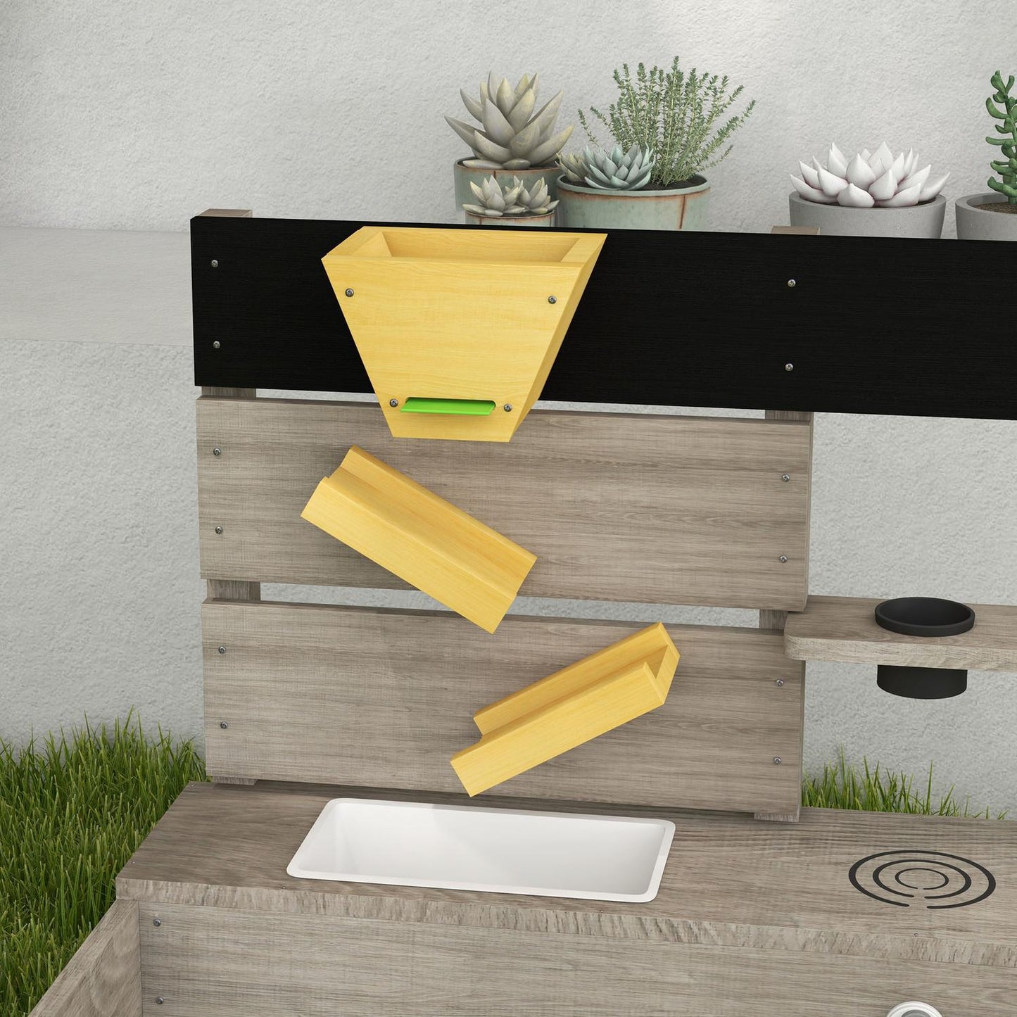 Wooden sandbox for children 3-7 years, bottomless design, 154x80x60 cm