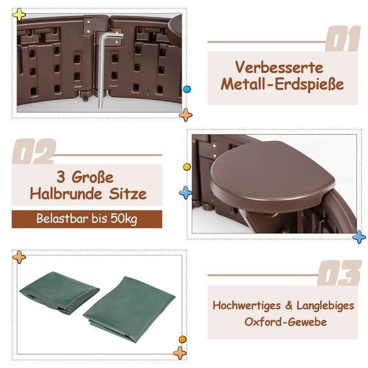 Sandpit 120 cm Large round sandpit 120 x 120 x 21 cm brown