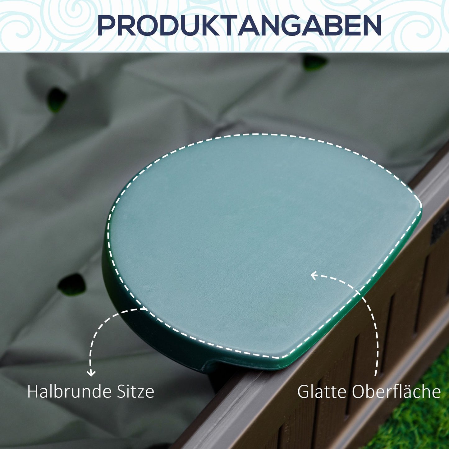 Children's sandbox with seats - HDPE, brown, Ø120x21cm