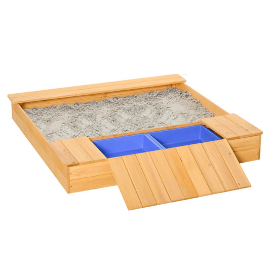 Wooden sandbox with dustproof roof & storage, 3-6 years