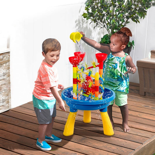 Sandpit table 2-in-1 beach toy set with sand shovel 46 x 46 x 66 cm