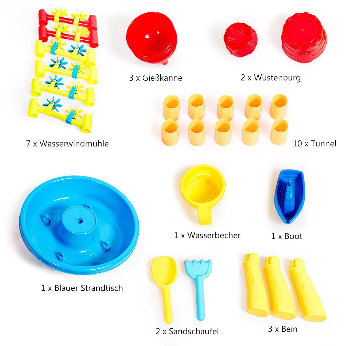 Sandpit table 2-in-1 beach toy set with sand shovel 46 x 46 x 66 cm