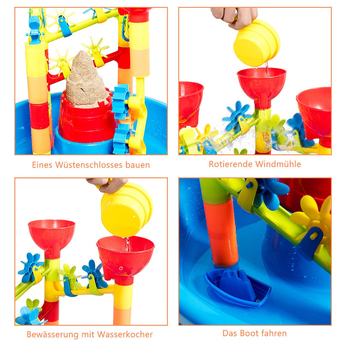 Sandpit table 2-in-1 beach toy set with sand shovel 46 x 46 x 66 cm