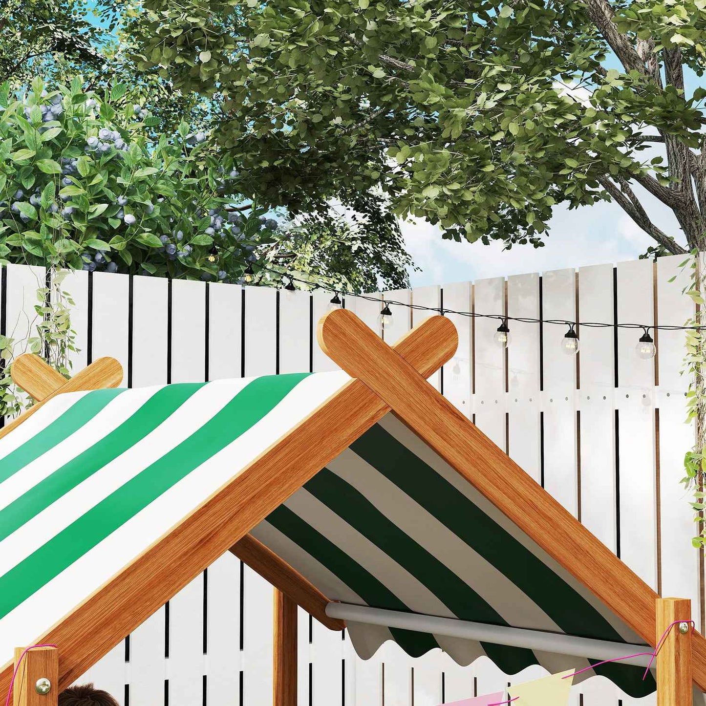 Wooden sandbox with seat and roof, 124x116x146 cm for children
