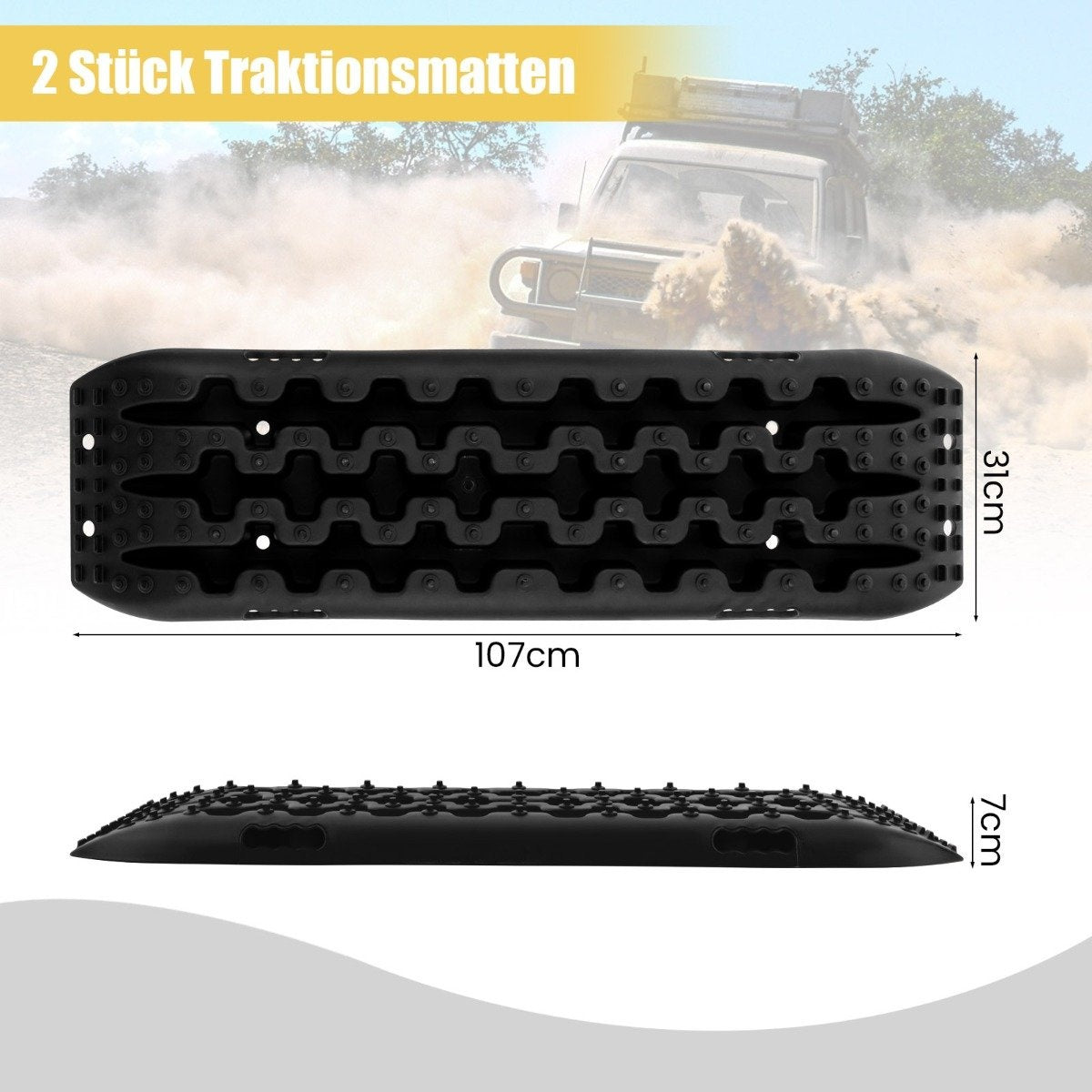 Sand sheets off-road 2 pieces traction aid tire ladder for sand/mud/snow 107 x 31 x 7 cm black