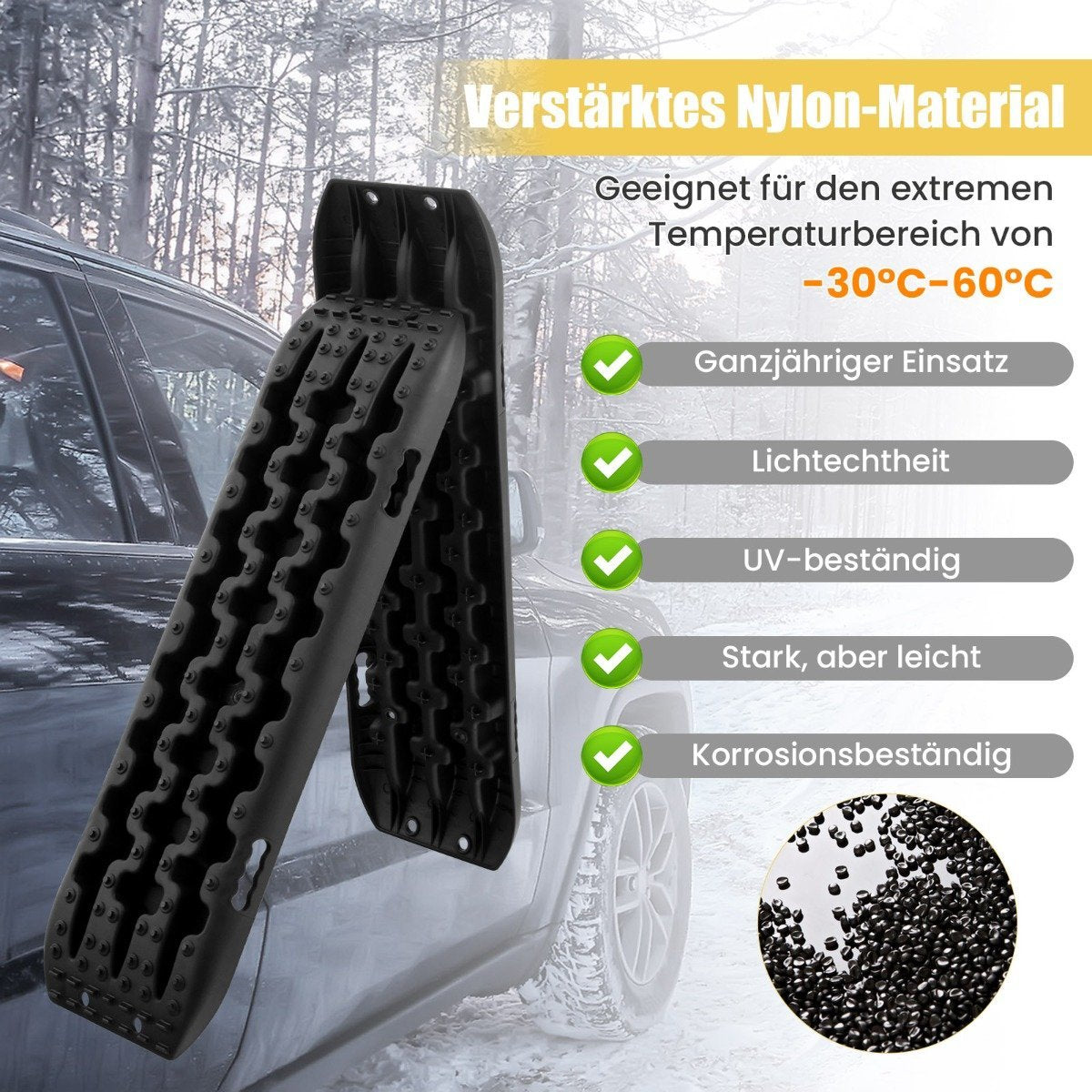 Sand sheets off-road 2 pieces traction aid tire ladder for sand/mud/snow 107 x 31 x 7 cm black