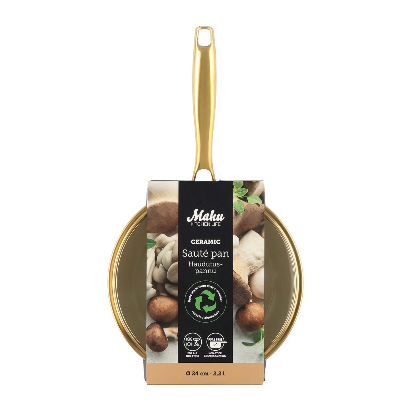 Sauté Pan 24 cm, 2.2 L, Ceramic Non-Stick, Beige