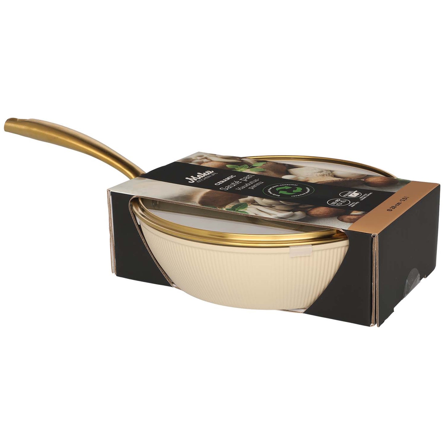 Sauté Pan 28 cm, 3.5 L, Ceramic Coating, Beige