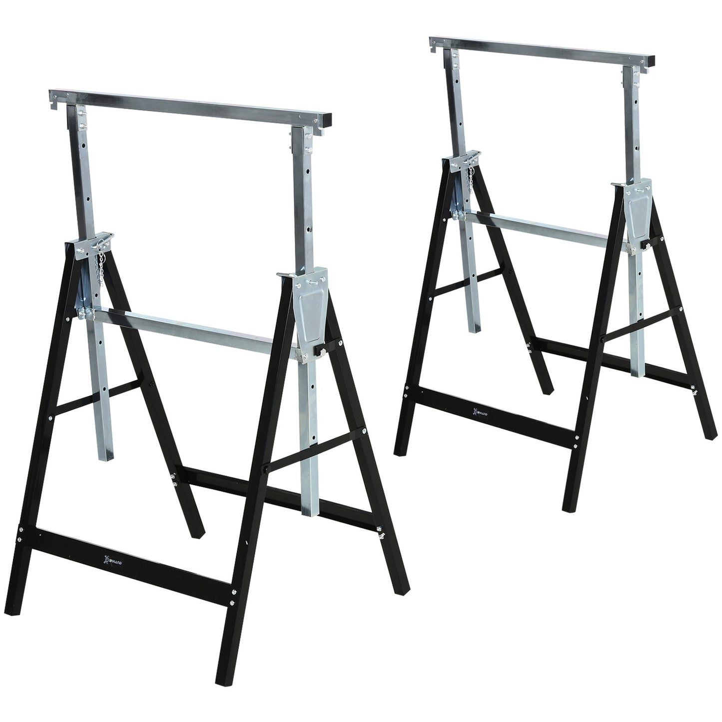Adjustable black metal saw, foldable, supports 200 kg