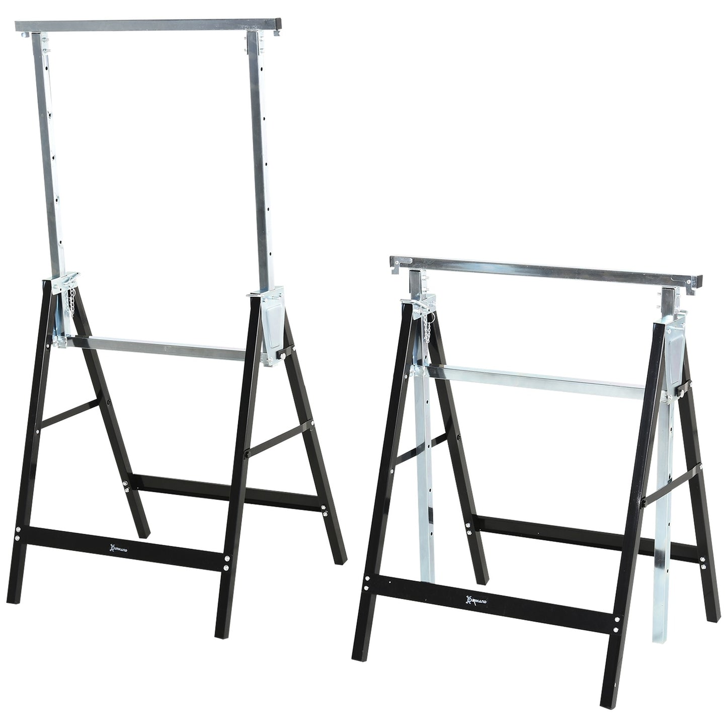 Adjustable black metal saw, foldable, supports 200 kg