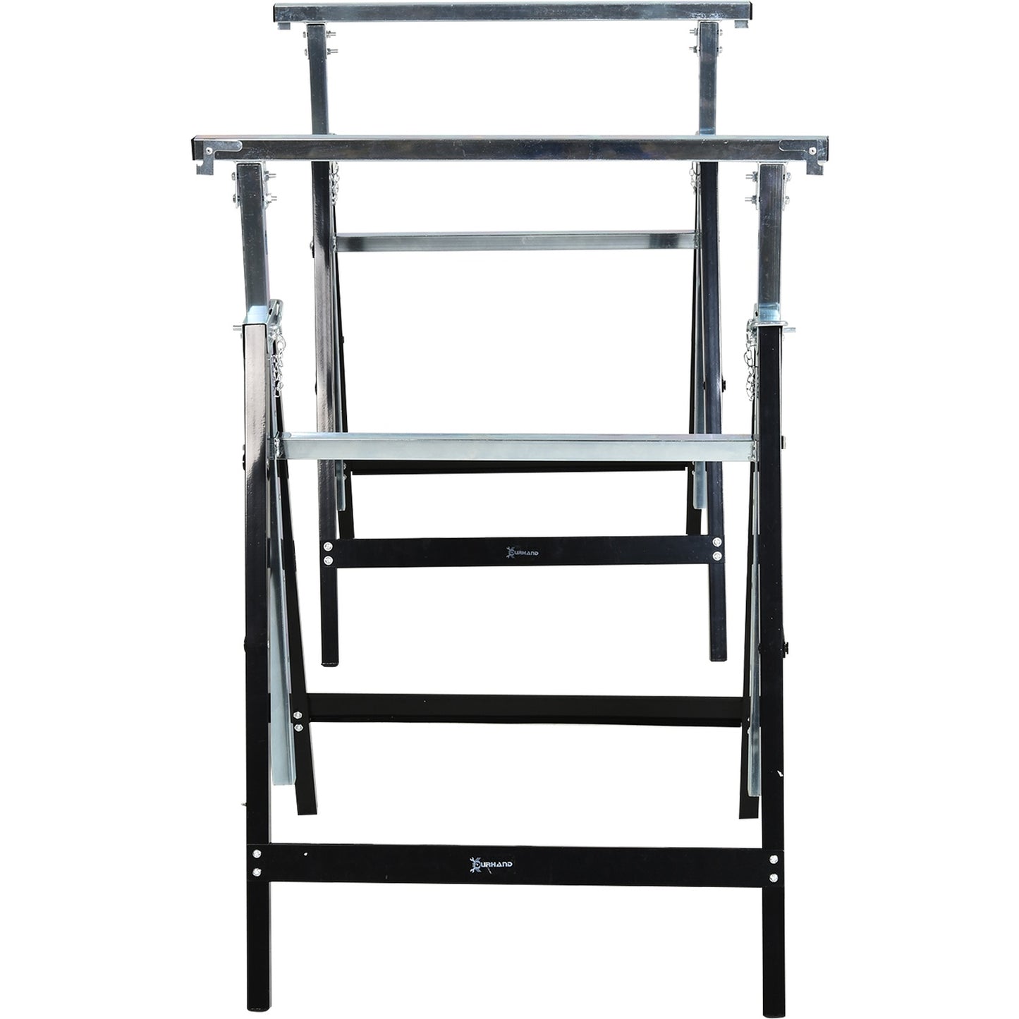 Adjustable black metal saw, foldable, supports 200 kg