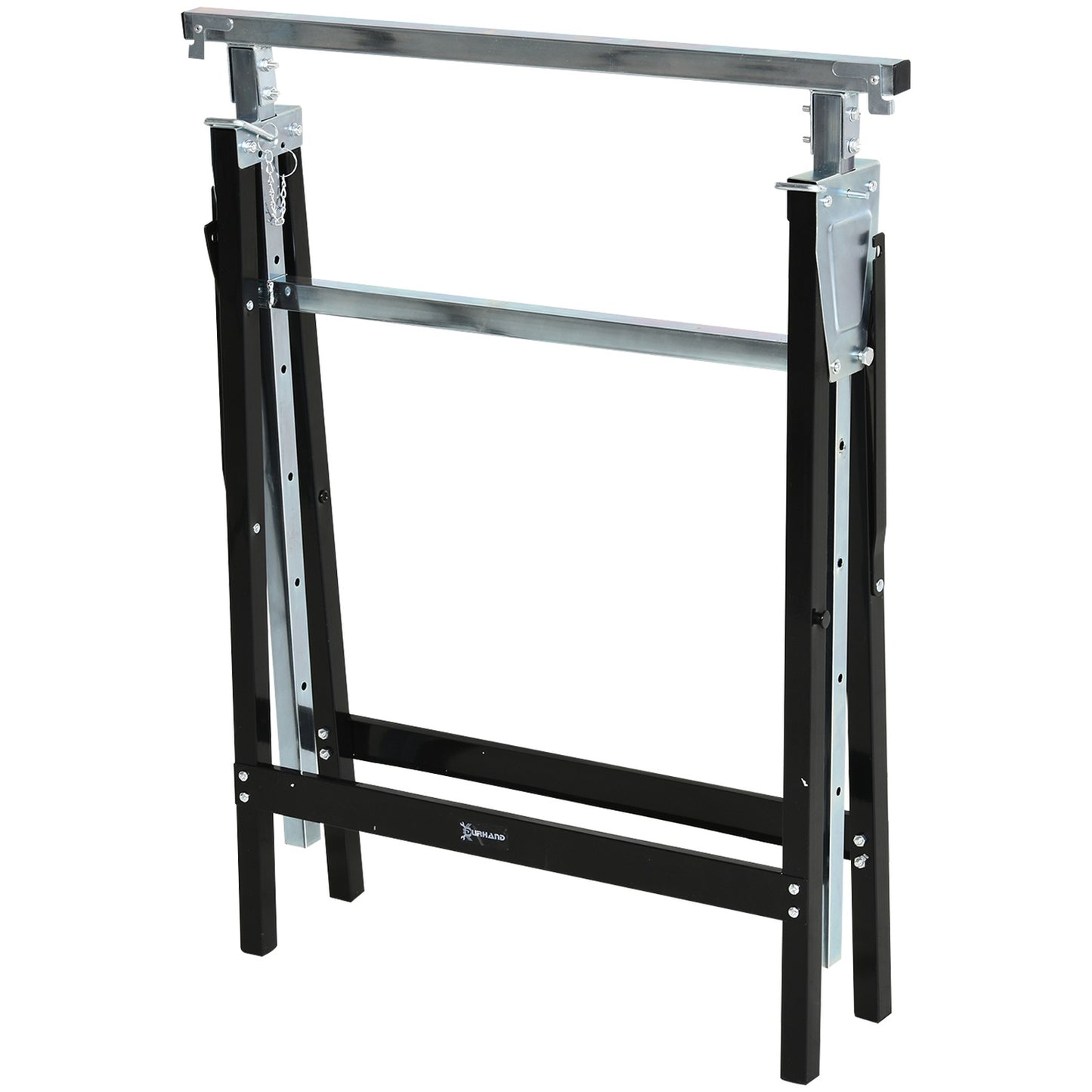 Adjustable black metal saw, foldable, supports 200 kg