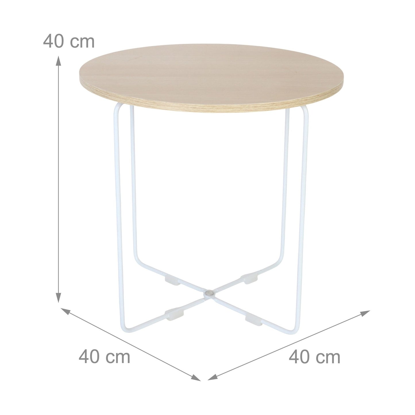 Scandinavian Side Table, Light Wood & White Metal