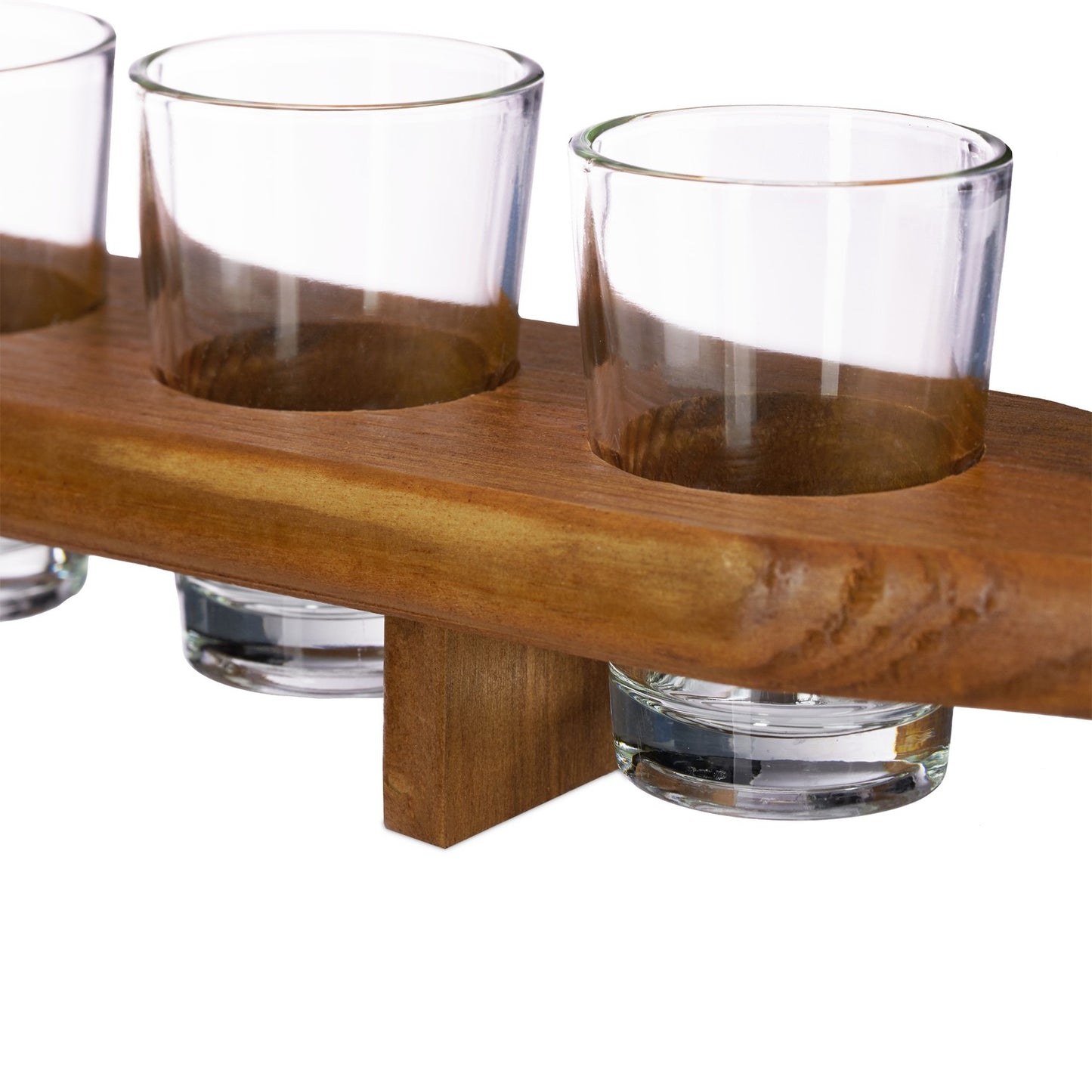 Schnapps board in wood with 6 glasses