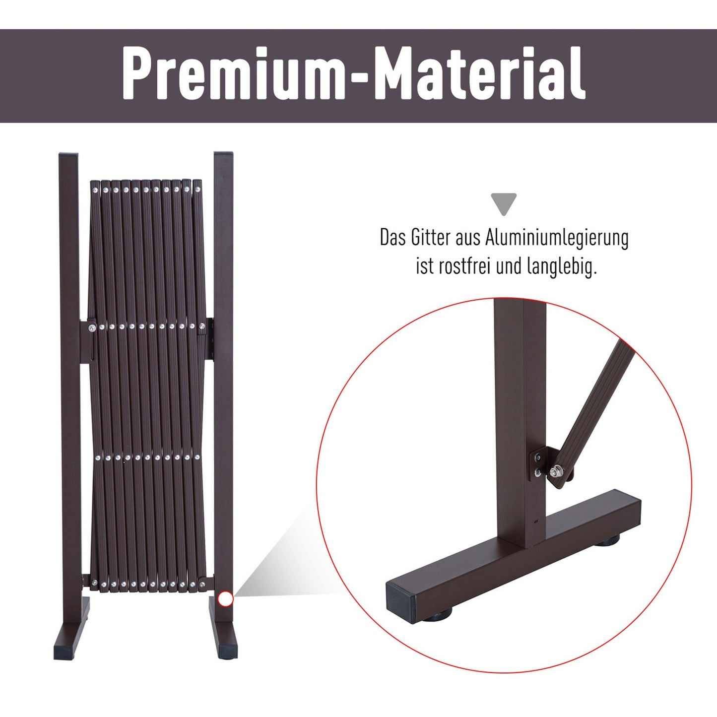 Retractable aluminum scissor gate - 35-300 cm, brown