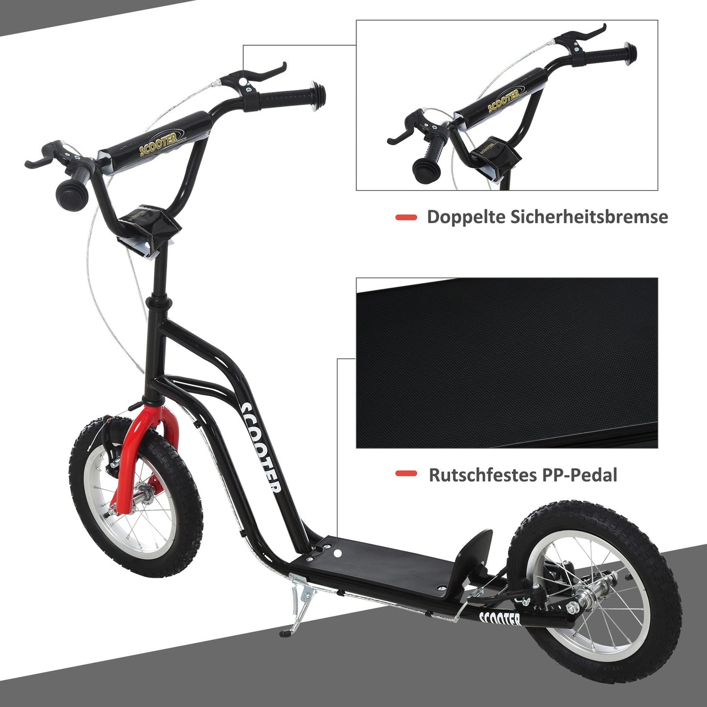 City scooter for children, 12"" pneumatic tires, adjustable height
