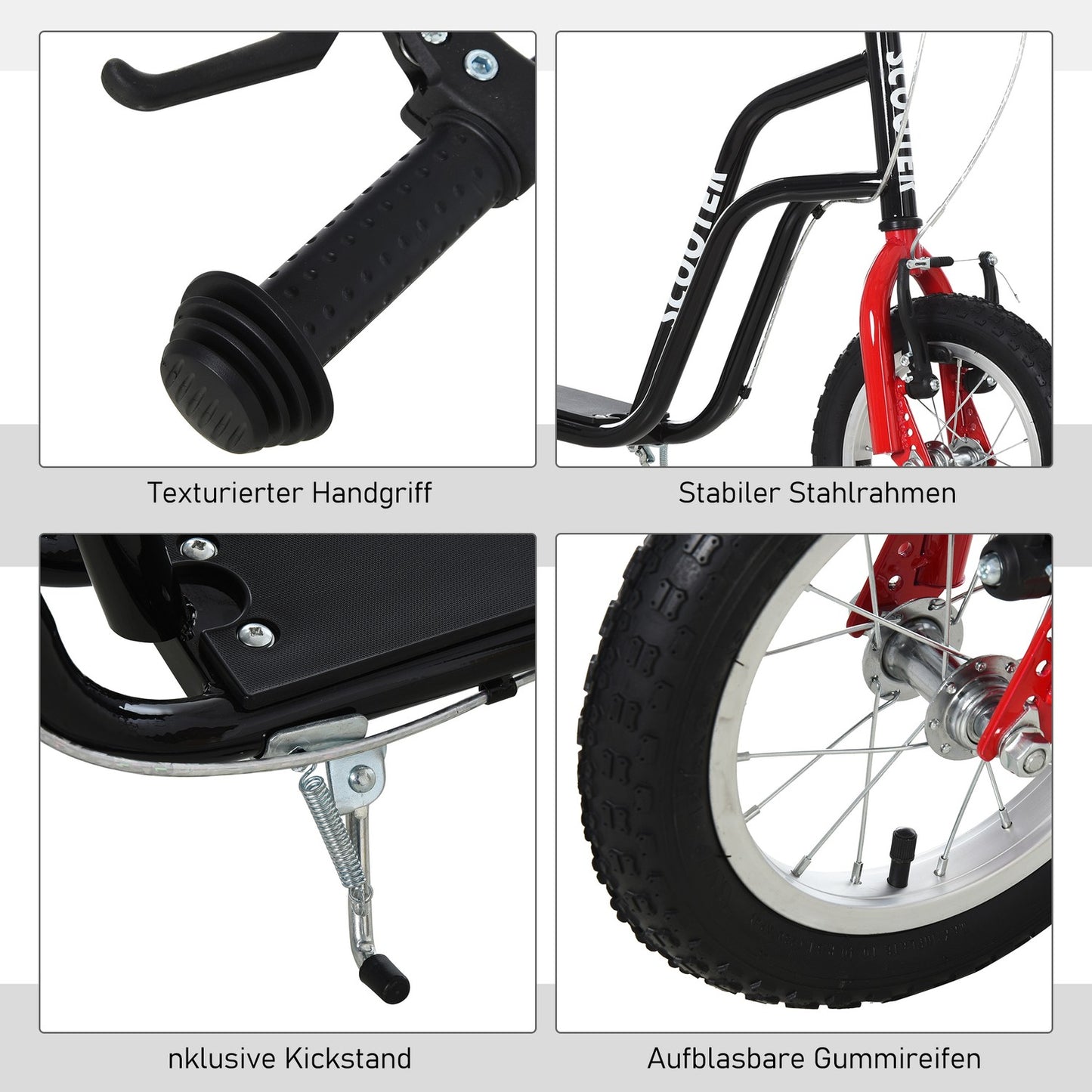 City scooter for children, 12"" pneumatic tires, adjustable height
